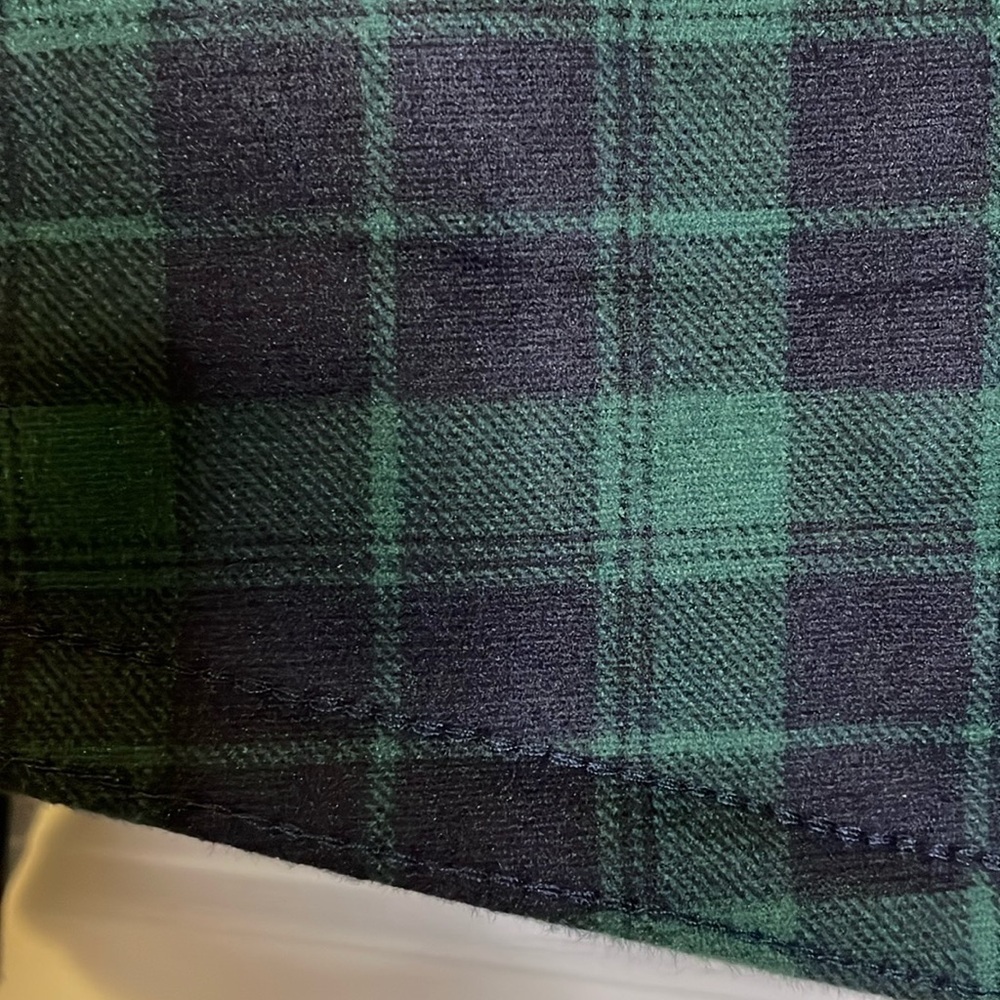 Plaid Button Down Polyester Fiber Shirt, Men’s XL, Green Navy - Picture 4 of 6